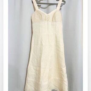 Ann Tylor LOFT Cream Linen Midi Dress